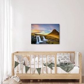 Tablou cu munții și cascade pe Islanda (70x50 cm)