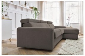 Colțar gri/maro extensibil cu tapițerie din catifea reiată (cu colț variabil) Monaco – Bobochic Paris