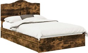 vidaXL Pat cu storage Stejar fumuriu 120 x 190 cm Lemn compozit