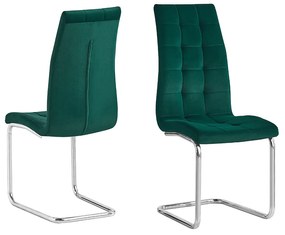 Scaun de masă, ţesătură de catifea smarald / crom, SALOMA NEW