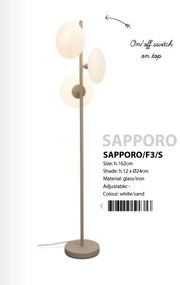 Lampadar/Lampa de podea design modern Sapporo 3 alb/sand