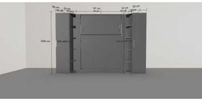 Set pat rabatabil dublu (150X200), 2 dulapuri SINGLE Wardrobe (50 cm) si 2 minibiblioteci cross - NOVA SMALL WARDROBE SET