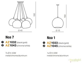 Pendul design modern Noa 1 chrome/white
