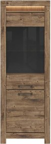 Vitrina TORIN, stejar, PAL/sticla securizata, 71x45x200 cm