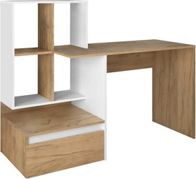 Birou NEREO NEW, stejar artisan/alb, DTD laminat, 145x52x112 cm