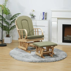 Scaun balansoar cu suport pentru picioare, natural/verde, DALBERT