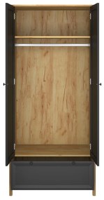 Dulap de haine Bruselas (stejar craft auriu + negru) . 1116784