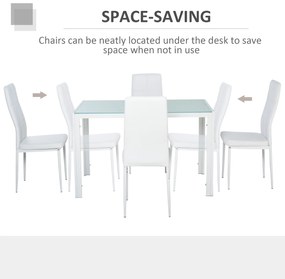 HOMCOM Set Masa pentru 4 Persoane cu 4 Scaune Tapițate, Design Modern și Elegant, Ideal pentru Dining, Alb | Aosom Romania