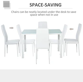 HOMCOM Set Masa pentru 4 Persoane cu 4 Scaune Tapițate, Design Modern și Elegant, Ideal pentru Dining, Alb | Aosom Romania
