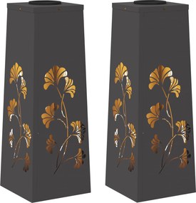 vidaXL Lumină LED Solară pentru Alei 2 pcs Negru Oțel laminat la rece