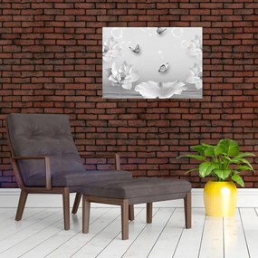Tablou - Design flori și fluturi (70x50 cm)
