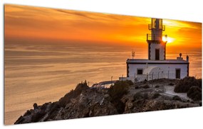 Tablou cu far în apus de soare (120x50 cm)