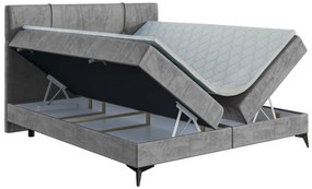 Pat de o persoană boxspring 90 cm Nivela (beton) (cu saltea și sp. depozitare). 1054615