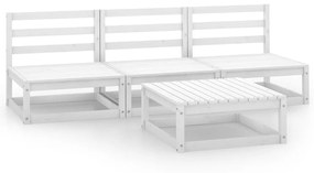 3075305 vidaXL Set mobilier de grădină, 4 piese, alb, lemn masiv de pin