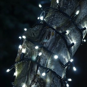 decoLED LED Ușoară lanţ - 5m, 60 rece alb LED-uri, negru cablu