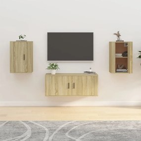 816663 vidaXL Dulapuri TV montate pe perete 2 buc stejar sonoma 40x34,5x60 cm