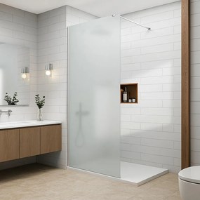Walk-in Chrome Perete de duș, gravat cu acid, cu sticlă mată 100, 200cm, 8mm