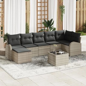 vidaXL Set de canapele pentru grădină 8 pcs Gri deschis Rattan poli