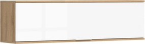 Dulap suspendat ZELE, stejar wotan/alb lucios, PAL laminat, 135x31x37