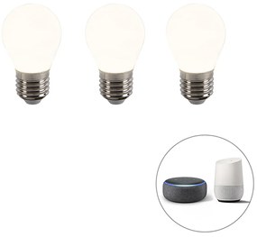 Set de 3 becuri LED inteligente E27 reglabile P45 4.5W 400lm 2200-4000K