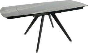 Masa extensibila VIGO, negru cu efect de marmura, ceramica/metal, 120/