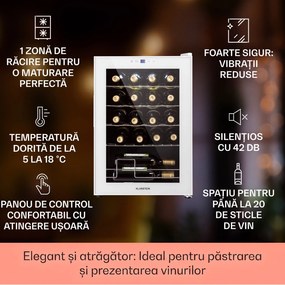 Klarstein Shiraz 20 Uno răcitor de vinuri 53 litri 20 sticle Panou de control tactil 5-18 °C