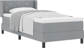 vidaXL Pat cu arcuri cu saltea Gri deschis 200 x 90 cm țesătură