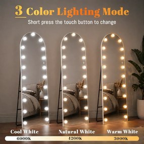 Oglindă Arcuită cu becuri LED, Iluminare Reglabilă, 3 Culori, Control Touch, Sticlă HD, cu Suport, 160x50 cm