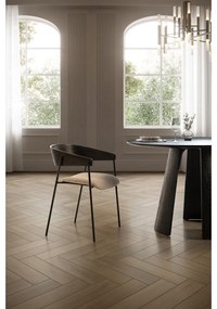 Set de scaune de sufragerie negru/bej cu cotiere 2 buc. tapițat Cora – MOME