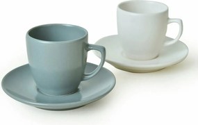 Set 2 cesti cu 2 farfurii 275KRM2220, alb/verde, ceramica, 95 ml