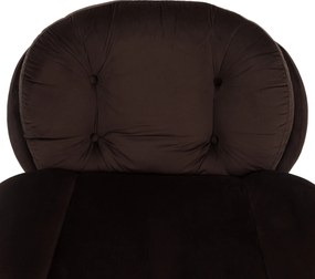 Scaun pivotant de lux cu suport pentru picioare, ţesătură Velvet maro, ADELMO