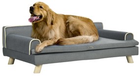 PawHut Pat canapea pentru câine pisică design scandinav cu pernă moale detașabilă și picioare din lemn masiv 100 x 62 x 32 cm gri | Aosom Romania