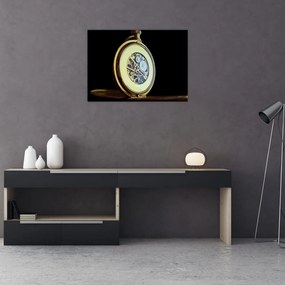 Tablou pe sticlă cu ceas de buzunar de aur (70x50 cm)
