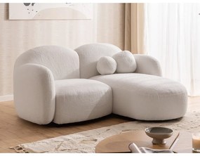 Colțar crem cu tapițerie din țesătură bouclé (cu colț pe partea dreaptă/cu șezlong) Orbit – Ropez