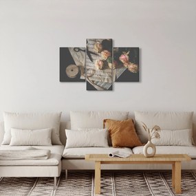 Tablou cu note muzicale și trandafiri (90x60 cm)