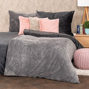 Lenjerie de pat din micro-flanelă 4Home Stripe,gri, 140 x 200 cm, 70 x 90 cm, gri