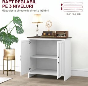 HOMCOM Bufet Modern pentru Bucătărie, Mobilier cu 2 Uși și Raft Reglabil din Lemn, 80x39,7x80 cm, Alb | Aosom Romania