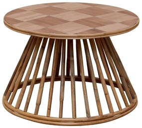 Masuta laterala din rattan si ceramica, roz, "Chandra"