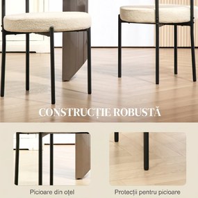 HOMCOM Set 2 Scaune de Dining Moderne din Tesătură Sherpa, Bej | Aosom Romania