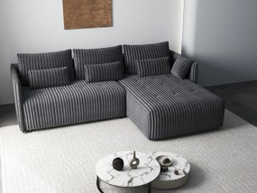 Colțar extensibil dumonde cu ladă de depozitare si sezut confortabil din spuma high-density, Malta Ambience Grey 235x185 cm