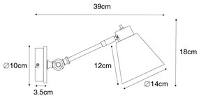 Aplică Art Deco bronz cu marmură și sticlă chihlimbar - Nina