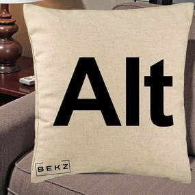Perna Personalizata Tasta Alt Tipografie Bold, 40x40 cm, Bej, Husa Detasabila, Perna Inclusa, BEKZ®