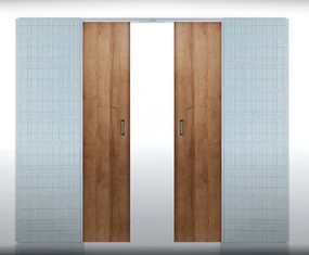 Usa glisanta dubla HDF incastrata in perete - Colectia Basic 1800x2000, Folie Decor, Set maner + broasca cu cioc, Stejar