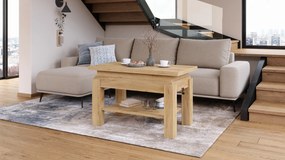 Mazzoni BRAWO Stejar Craft Auriu - MĂSUȚĂ DE CAFEA CU BLAT EXTENSIBIL ȘI RIDICABIL MASĂ CU RAFT