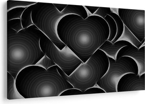 Tablou cu inimile alb - negre (90x60 cm)