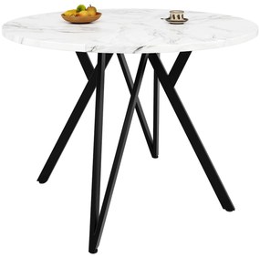 Masă rotundă pentru 4 persoane, Alb+Negru | Aosom Romania