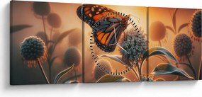 Tablou – Fluture în soare apunând (cu ceas) (90x30 cm)