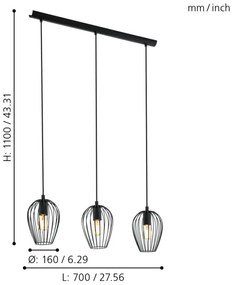 Lustră Eglo 49478 NEWTOWN 3xE27/60W/230V
