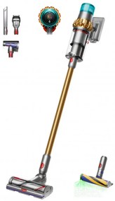 Aspirator vertical Dyson V15 Detect Absole 447000-01, 660W, 0.76 l, 60 min autonomie, Senzori, 3 moduri, LCD, Gri / aur