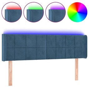 3123288 vidaXL Tăblie de pat cu LED, albastru închis, 147x16x78/88 cm, catifea